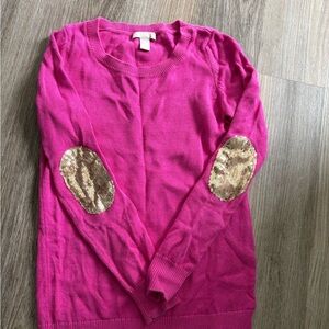 Banana Republic Fuchsia Sweater with Metallic Elbow Patches